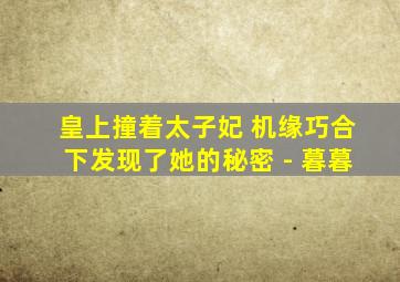 皇上撞着太子妃 机缘巧合下发现了她的秘密 - 暮暮